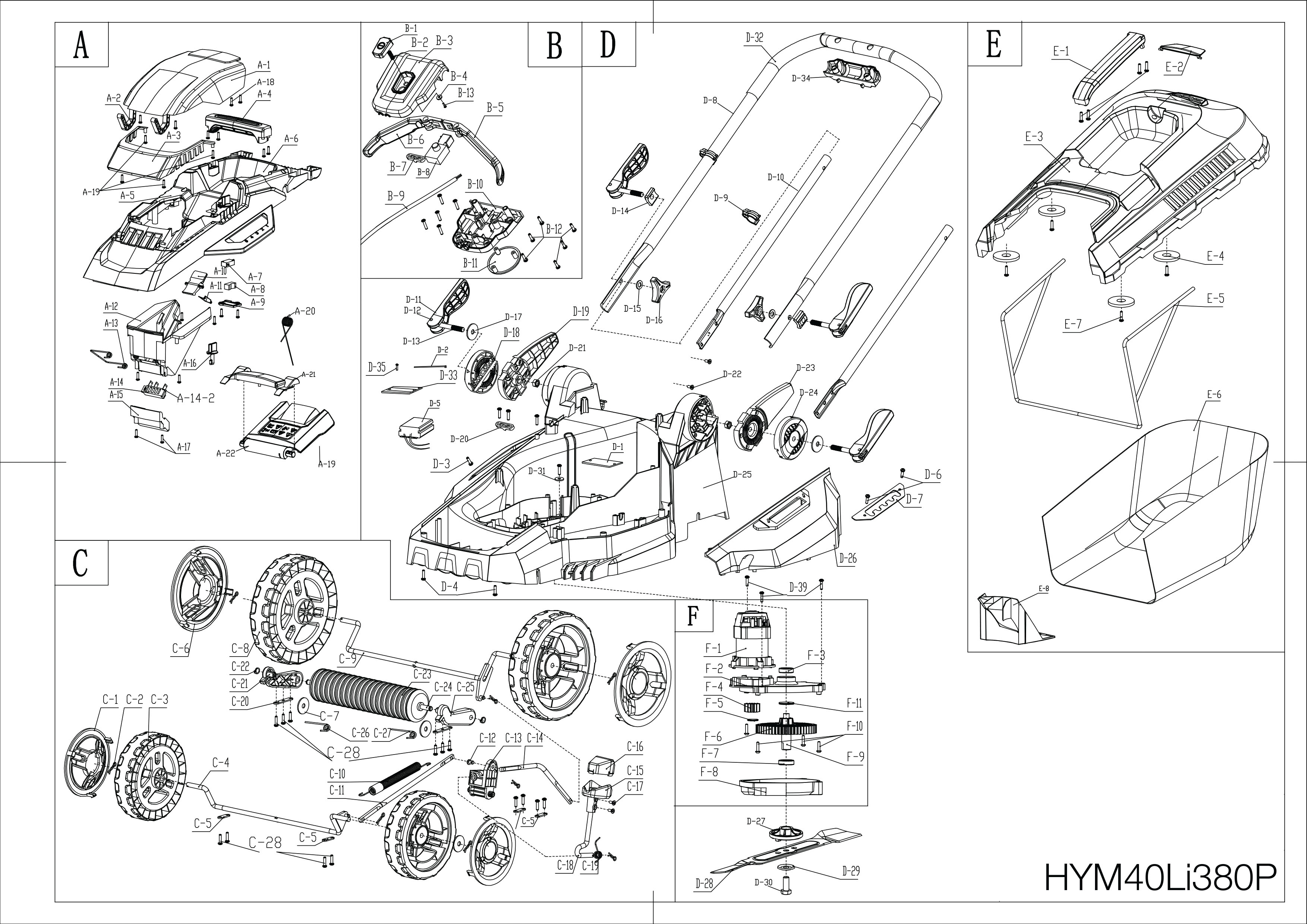 Exploded View Diagram For The Hym Li P Lawn Mower Genpower